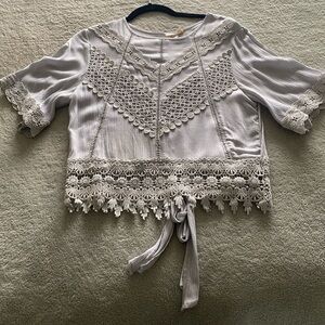 White crow light blue lace blouse size small